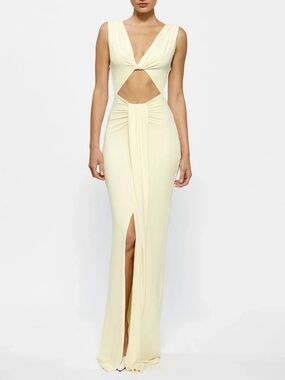 Reversible Twisted Cutout Faith Dress in Lemon